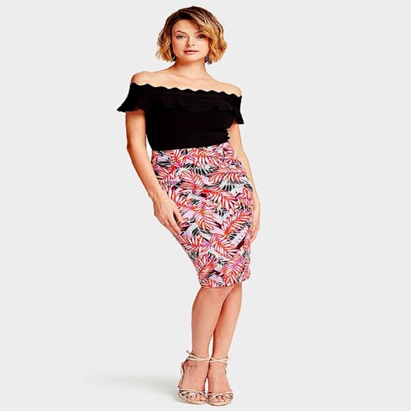 GUESS Claudette Pencil Skirt Red Purple NWT - Picture 2 of 10